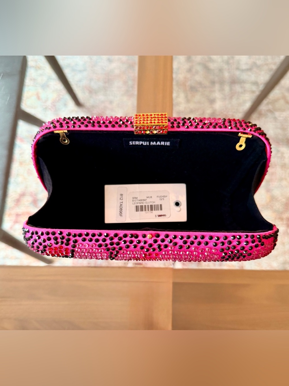 Serpui Marie Pink Crystal Rhinestone Leopard Clutch - Picture 11 of 13